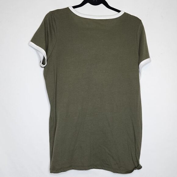 00X Medium 10W Torrid Olive Green Sarcasm Served Daily Ringer Tee Funny Gift - Picture 4 of 4